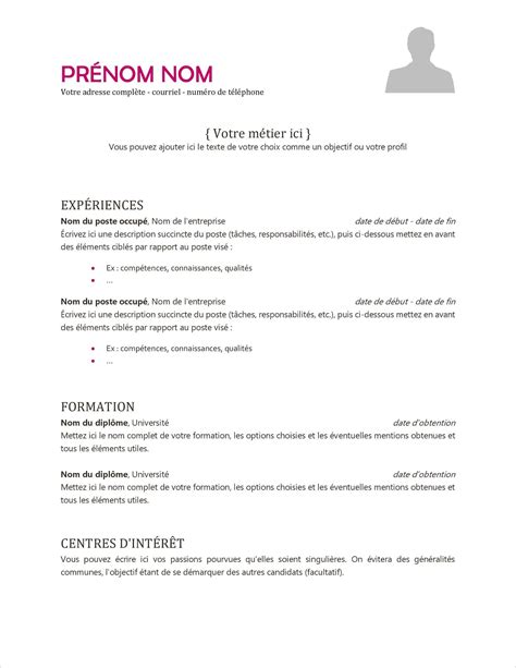 rediger un cv gratuit.